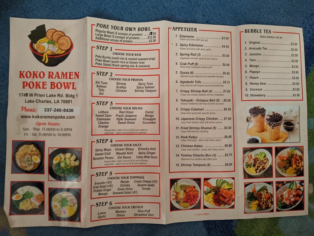Koko Ramen | restaurant | 1748 W Prien Lake Rd, Lake Charles, LA 70601, USA | 3372408430 OR +1 337-240-8430