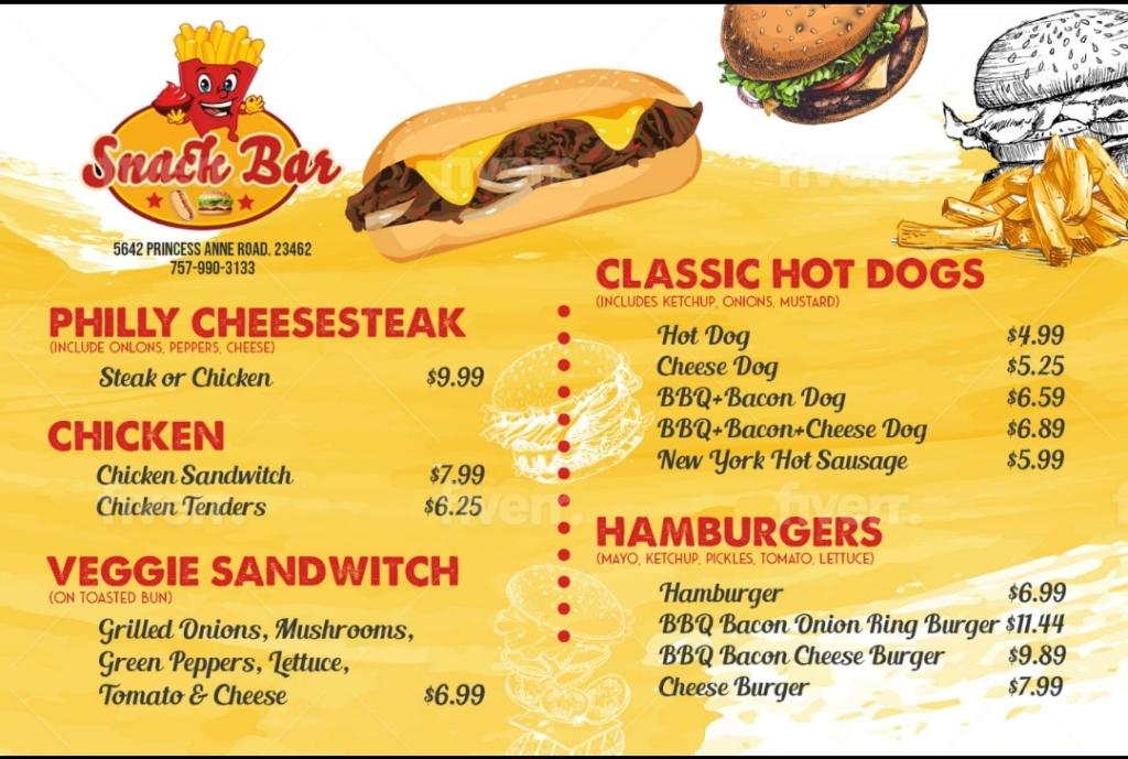 Snack Bar | restaurant | 5642 Princess Anne Rd, Virginia Beach, VA 23462, USA | 7043491647 OR +1 704-349-1647