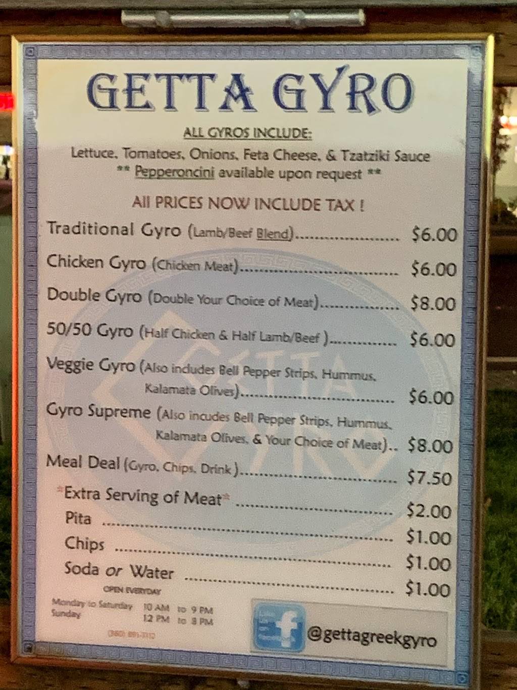 Getta Gyro | restaurant | 16313 SE 1st St, Vancouver, WA 98684, USA | 3608917112 OR +1 360-891-7112