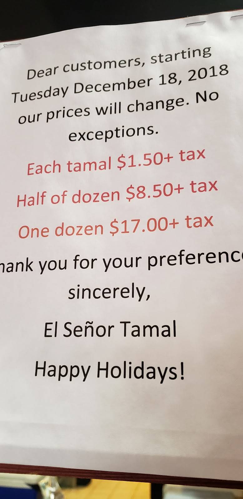 El Señor Tamal | restaurant | 4853, 4234 W North Ave, Chicago, IL 60639, USA | 7736566288 OR +1 773-656-6288