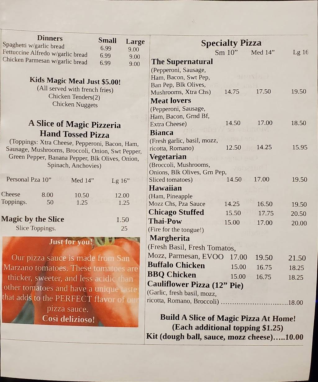 A Slice of Magic Pizzeria | restaurant | 5782 Forrest Ave, Dover, DE 19904, USA | 3025267667 OR +1 302-526-7667