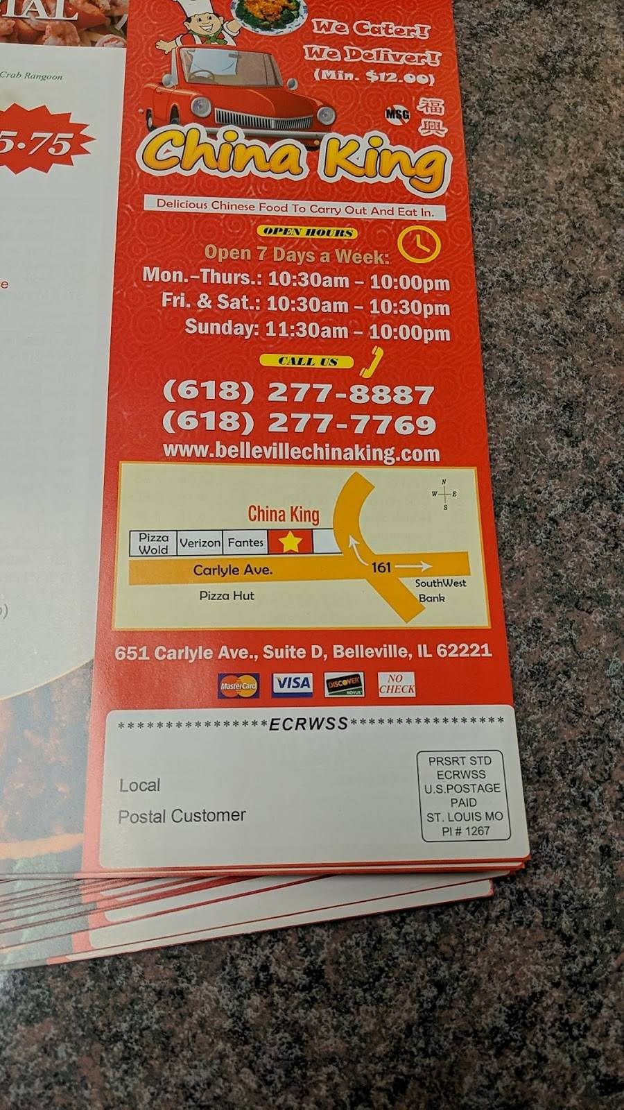 China King | restaurant | 651 Carlyle Ave, Belleville, IL 62221, USA | 6182778887 OR +1 618-277-8887