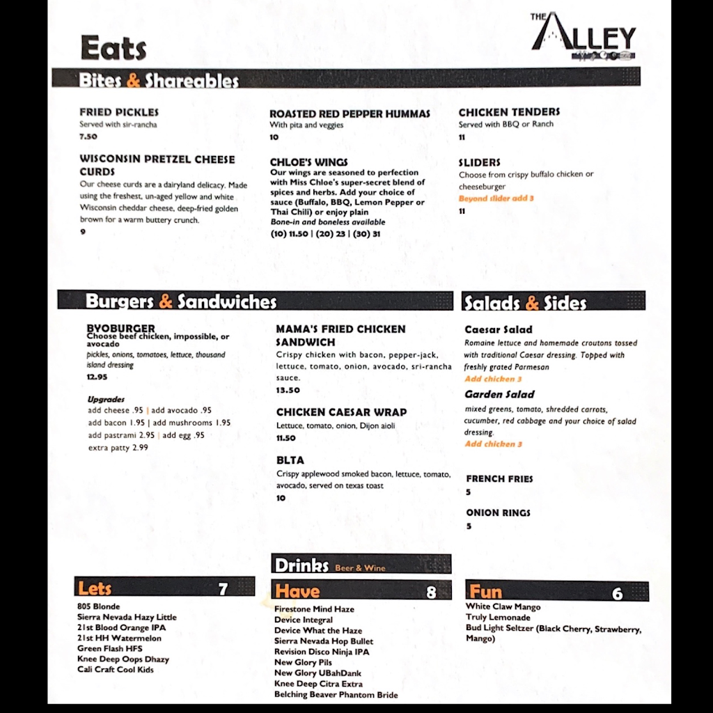 The Alley | restaurant | 3443 Laguna Blvd #150, Elk Grove, CA 95758, USA | 9162262695 OR +1 916-226-2695