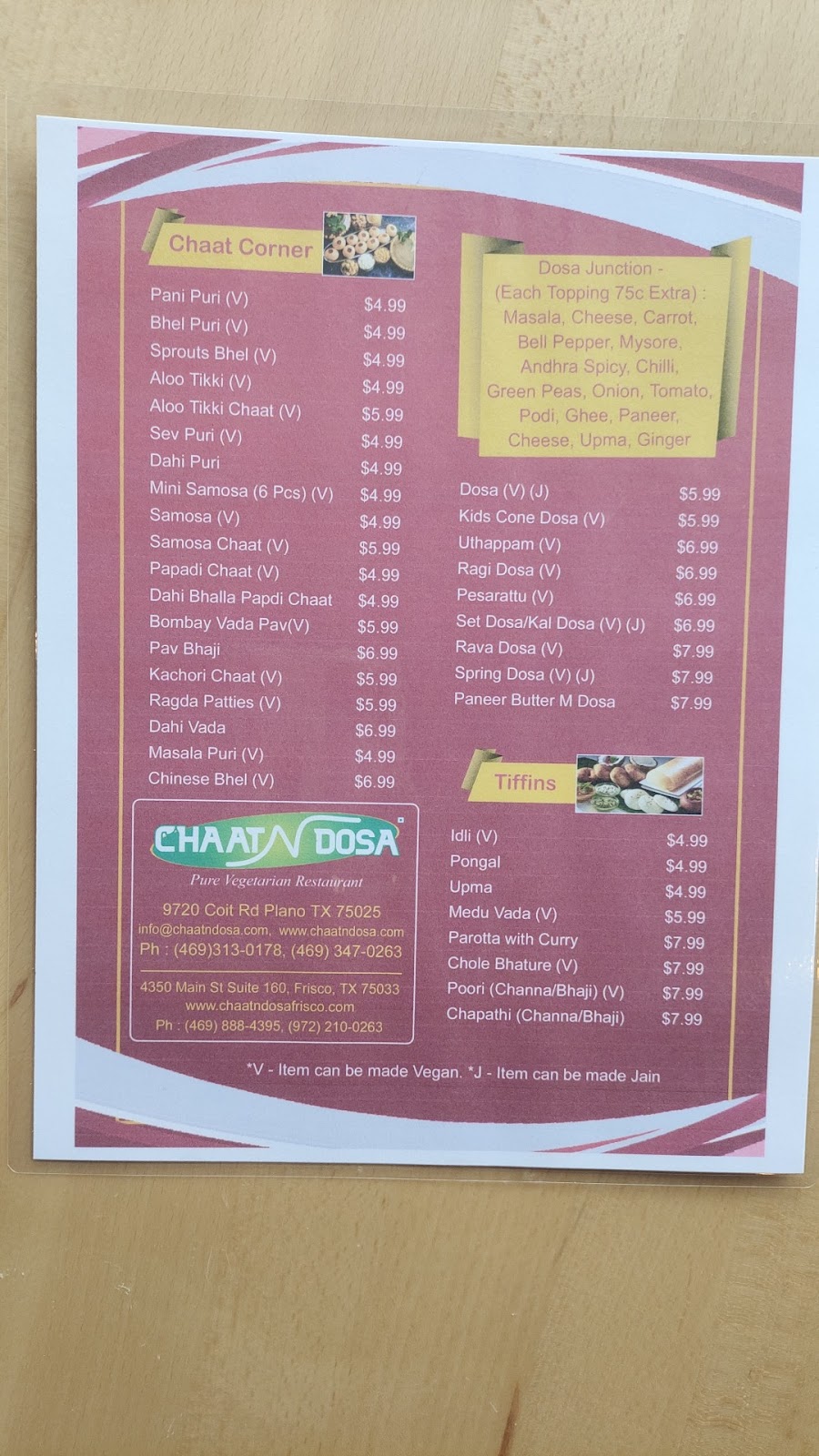 Chaat N Dosa - Frisco TX - Pure Vegetarian and Vegan Restaurant | restaurant | 4350 Main St Suite 160, Frisco, TX 75034, USA | 4698884395 OR +1 469-888-4395
