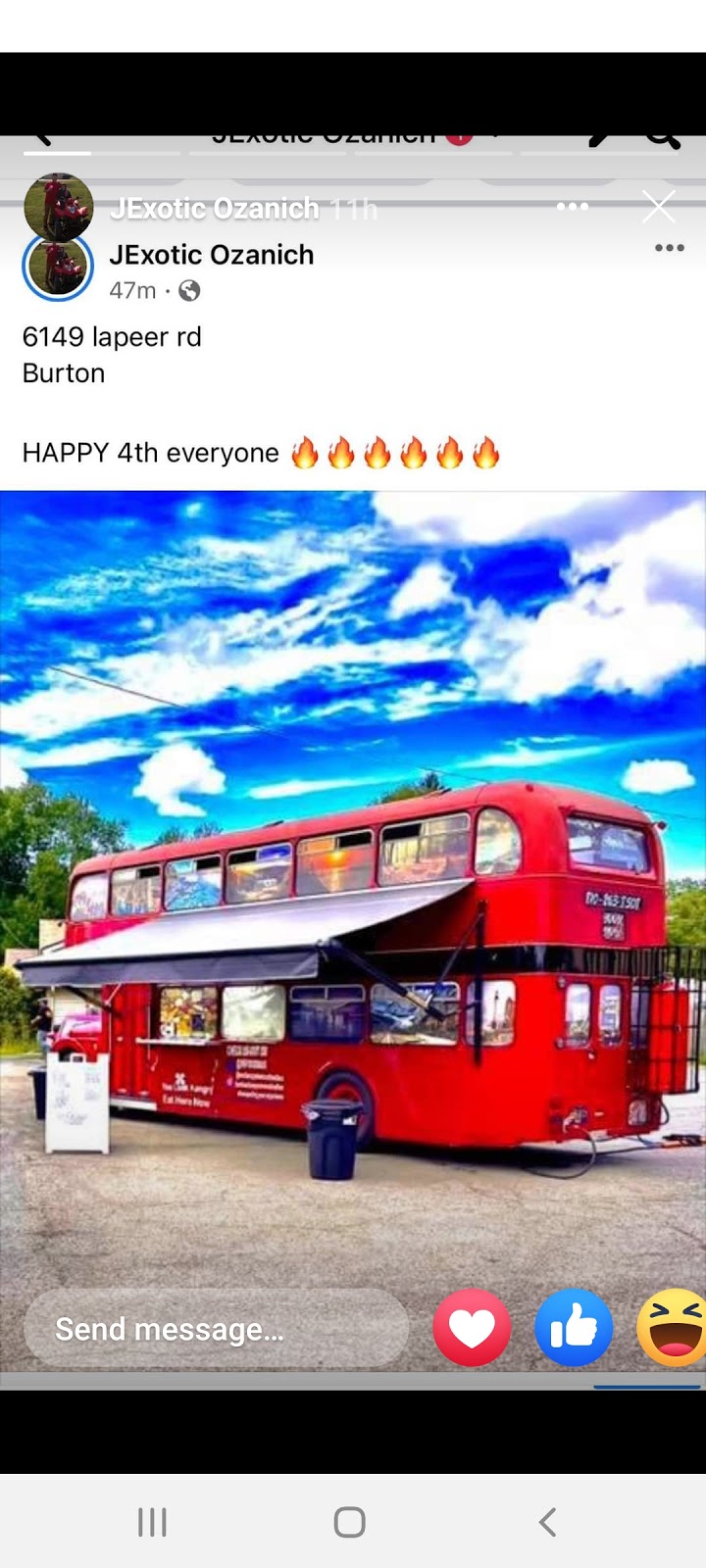 Exotic Experiences LLC Food Bus | restaurant | 6149 Lapeer Rd, Burton, MI 48509, USA | 8102638508 OR +1 810-263-8508