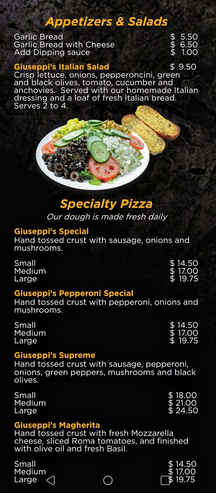 Giuseppis Pizzeria | restaurant | 14185 W Greenfield Ave, New Berlin, WI 53151, USA | 2626415490 OR +1 262-641-5490