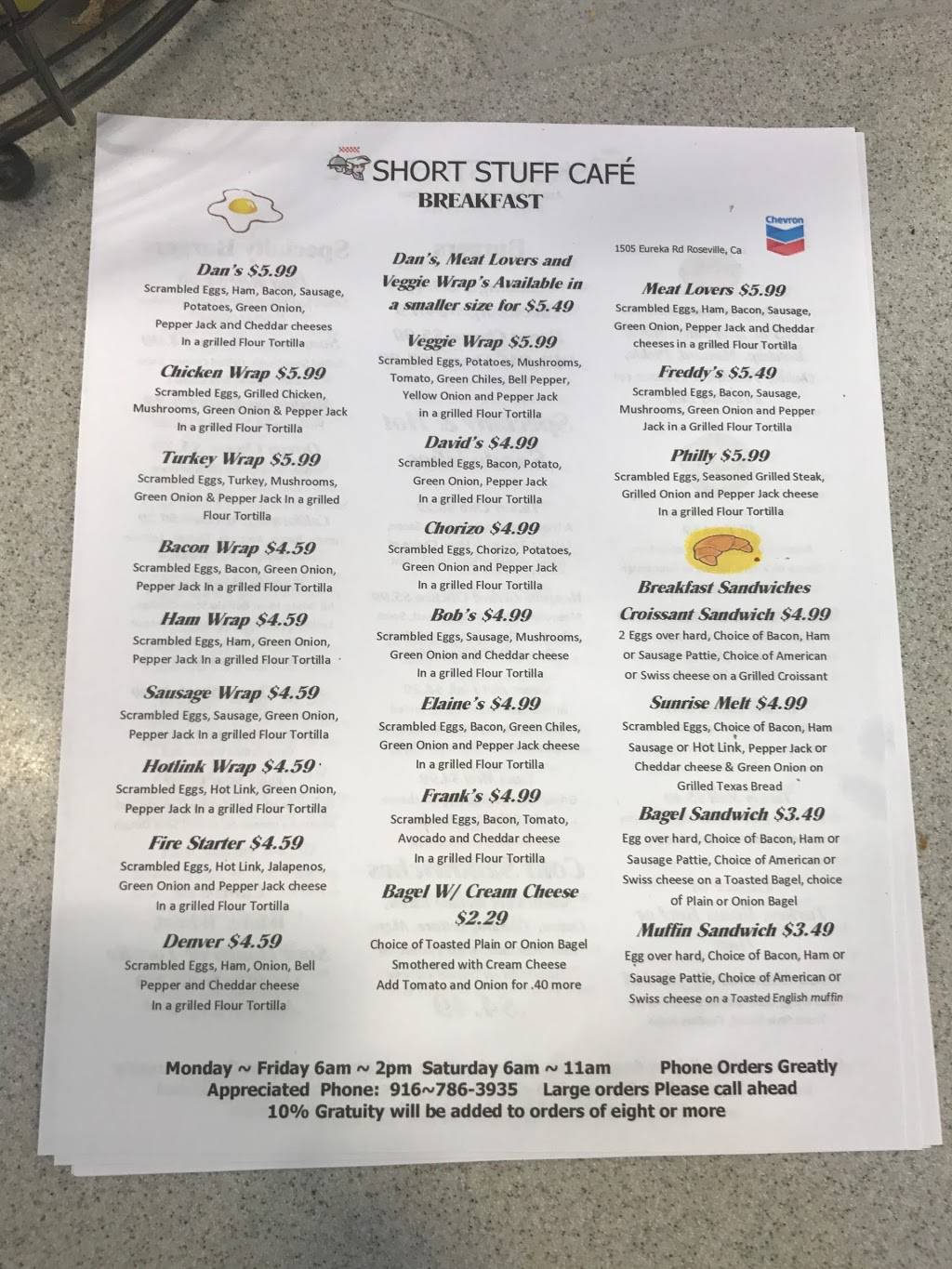 Short Stuff Cafe | cafe | 1505 Eureka Rd, Roseville, CA 95661, USA | 9167863935 OR +1 916-786-3935