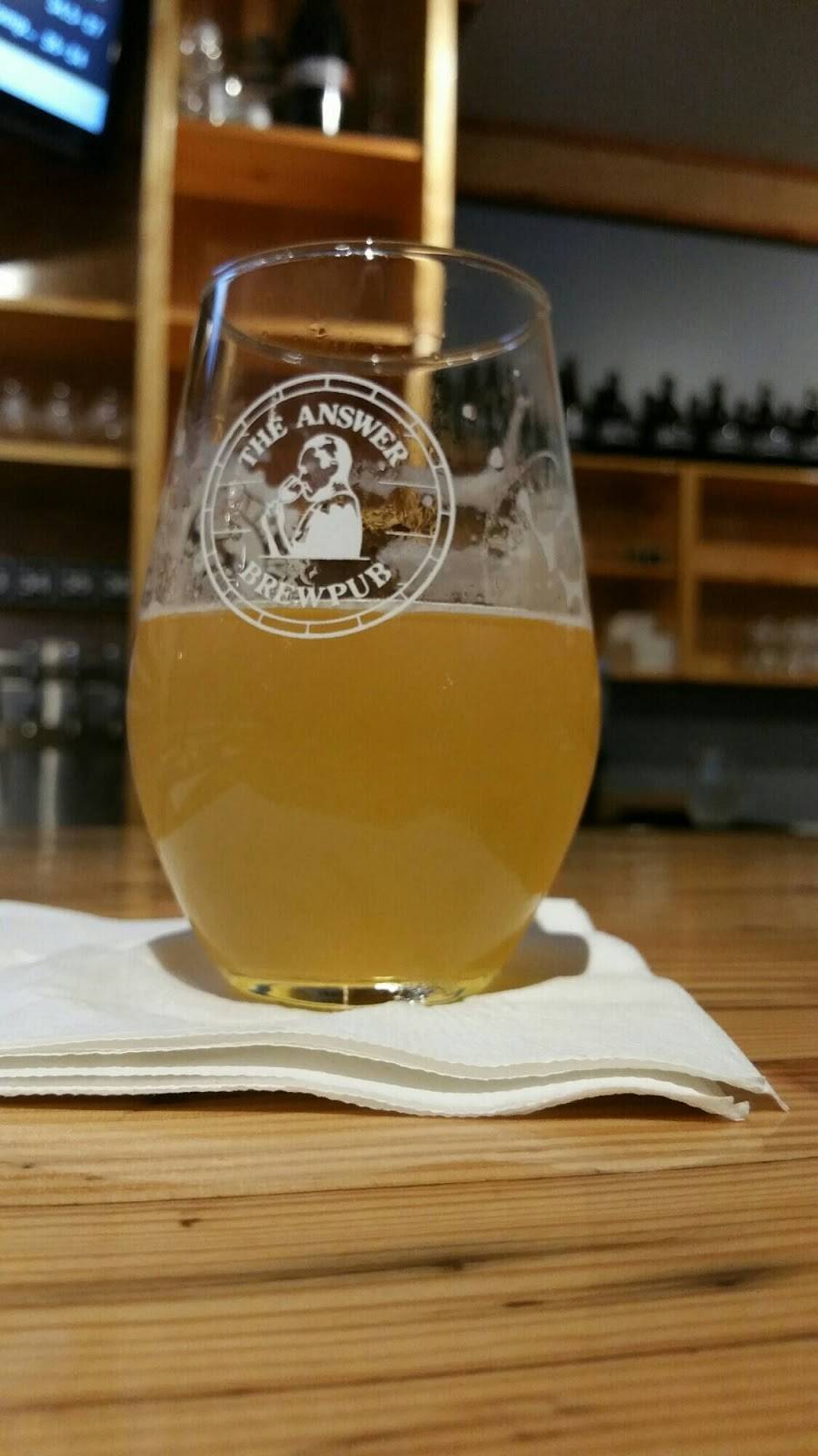 The Answer Brewpub | restaurant | 6008 W Broad St, Richmond, VA 23230, USA | 8042821248 OR +1 804-282-1248