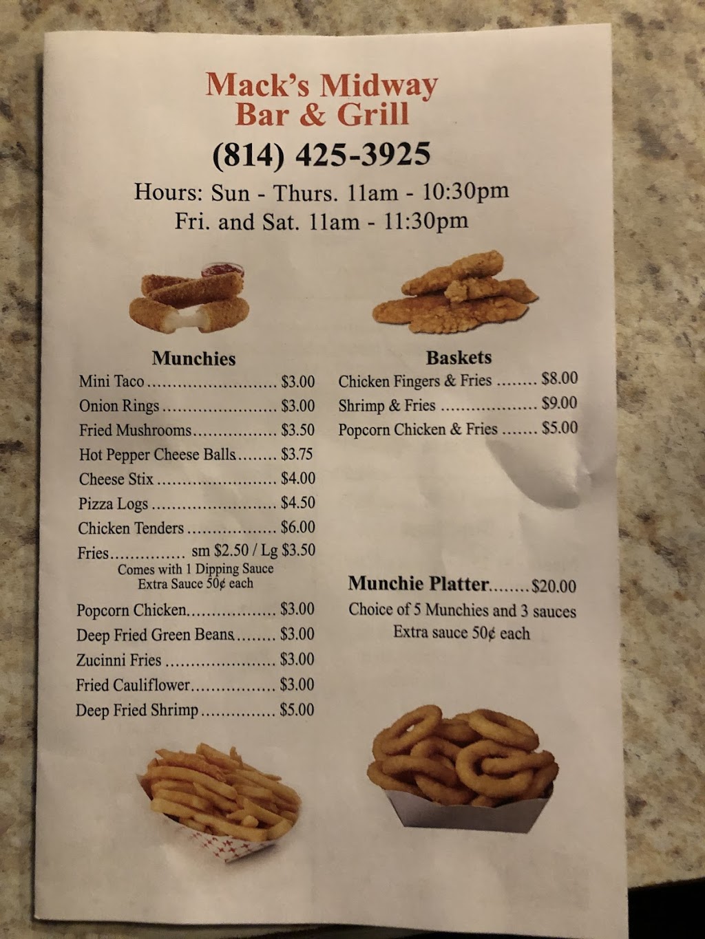 Mack’s Midway | restaurant | 4377 US-19, Cochranton, PA 16314, USA | 8144253925 OR +1 814-425-3925