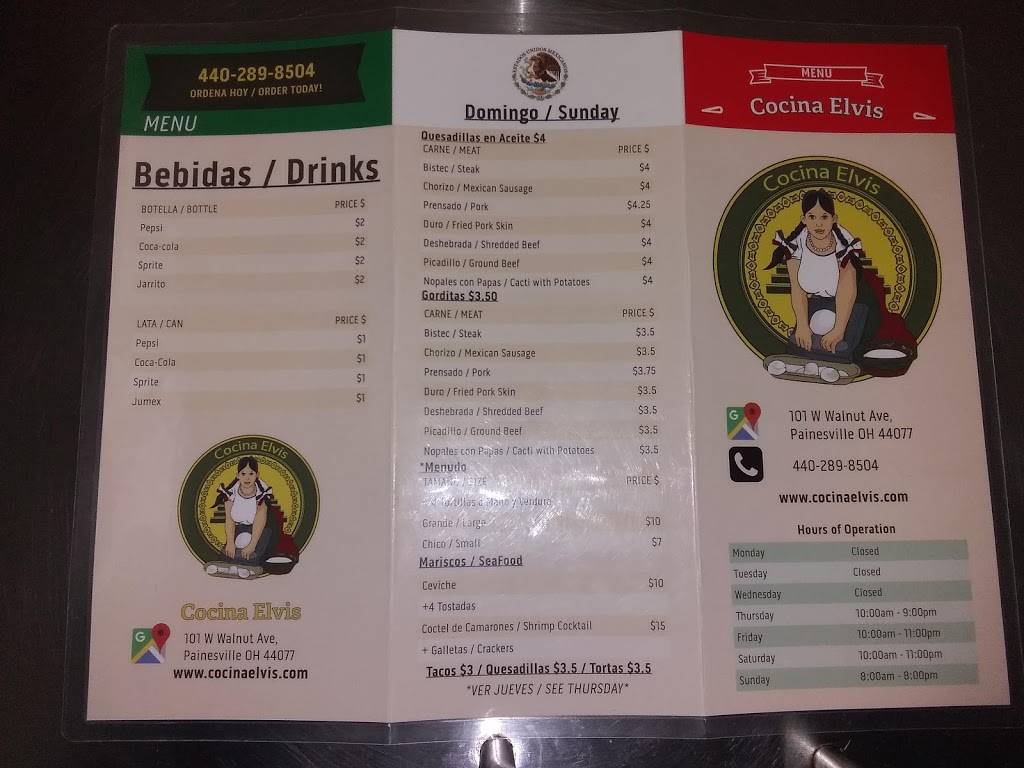 Cocina Elvis | restaurant | 101 W Walnut Ave Unit B, Painesville, OH 44077, USA | 4402898504 OR +1 440-289-8504