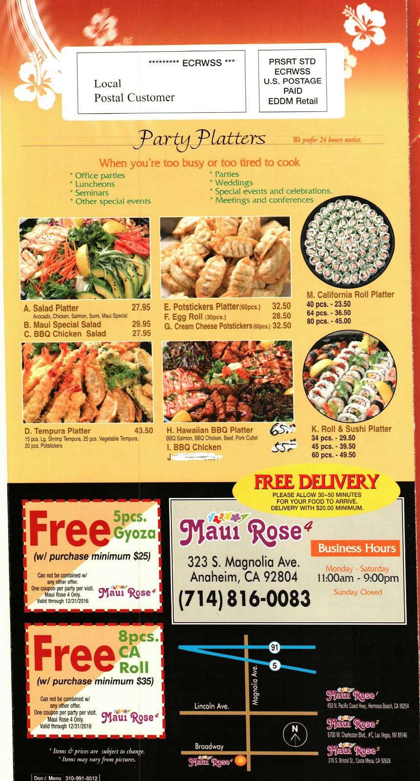 Maui Rose | restaurant | 323 S Magnolia St, Anaheim, CA 92804, USA | 7148160083 OR +1 714-816-0083