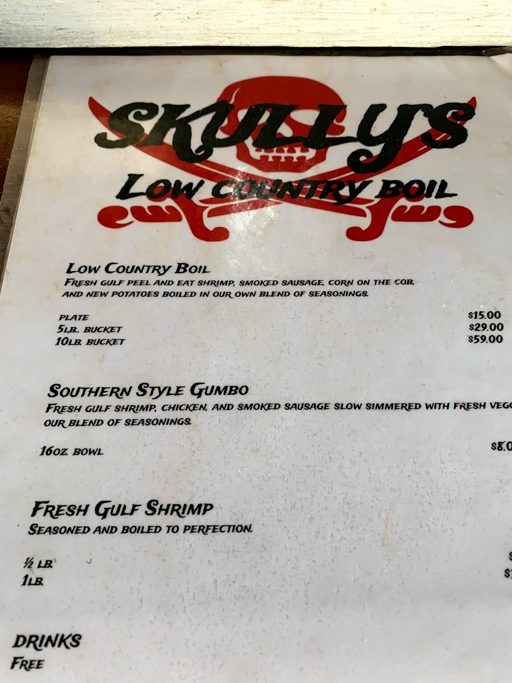 Skully’s Low Country Boil | restaurant | 5544 Cape San Blas Rd, Port St Joe, FL 32456, USA | 8502473077 OR +1 850-247-3077