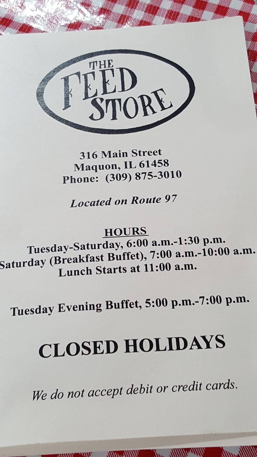 Feed Store Cafe & Catering | restaurant | 316 Main St, Maquon, IL 61458, USA | 3098753010 OR +1 309-875-3010