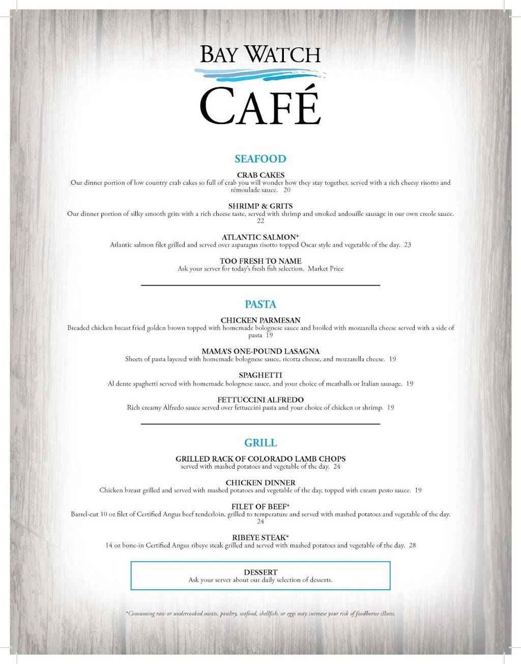 Bay Watch Cafe | restaurant | 2701 S Ocean Blvd, North Myrtle Beach, SC 29582, USA | 8432724600 OR +1 843-272-4600