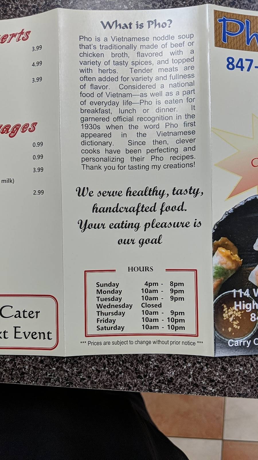 Pho Nam Bac | restaurant | 114 Washington Ave, Highwood, IL 60040, USA | 8479263015 OR +1 847-926-3015