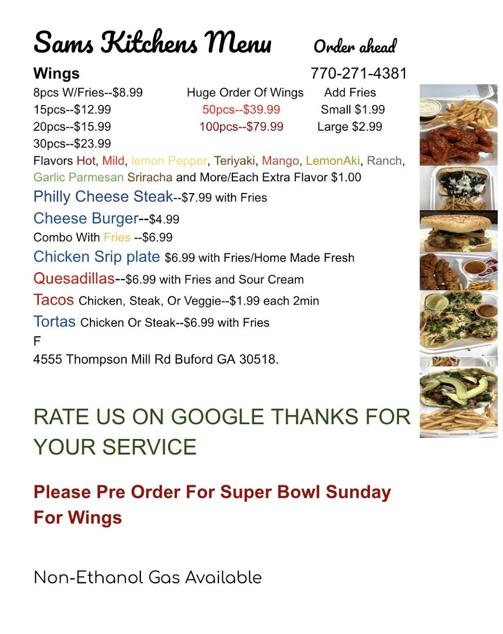 Sams kitchen | restaurant | 4555 Thompson Mill Rd, Buford, GA 30518, USA | 7702714381 OR +1 770-271-4381