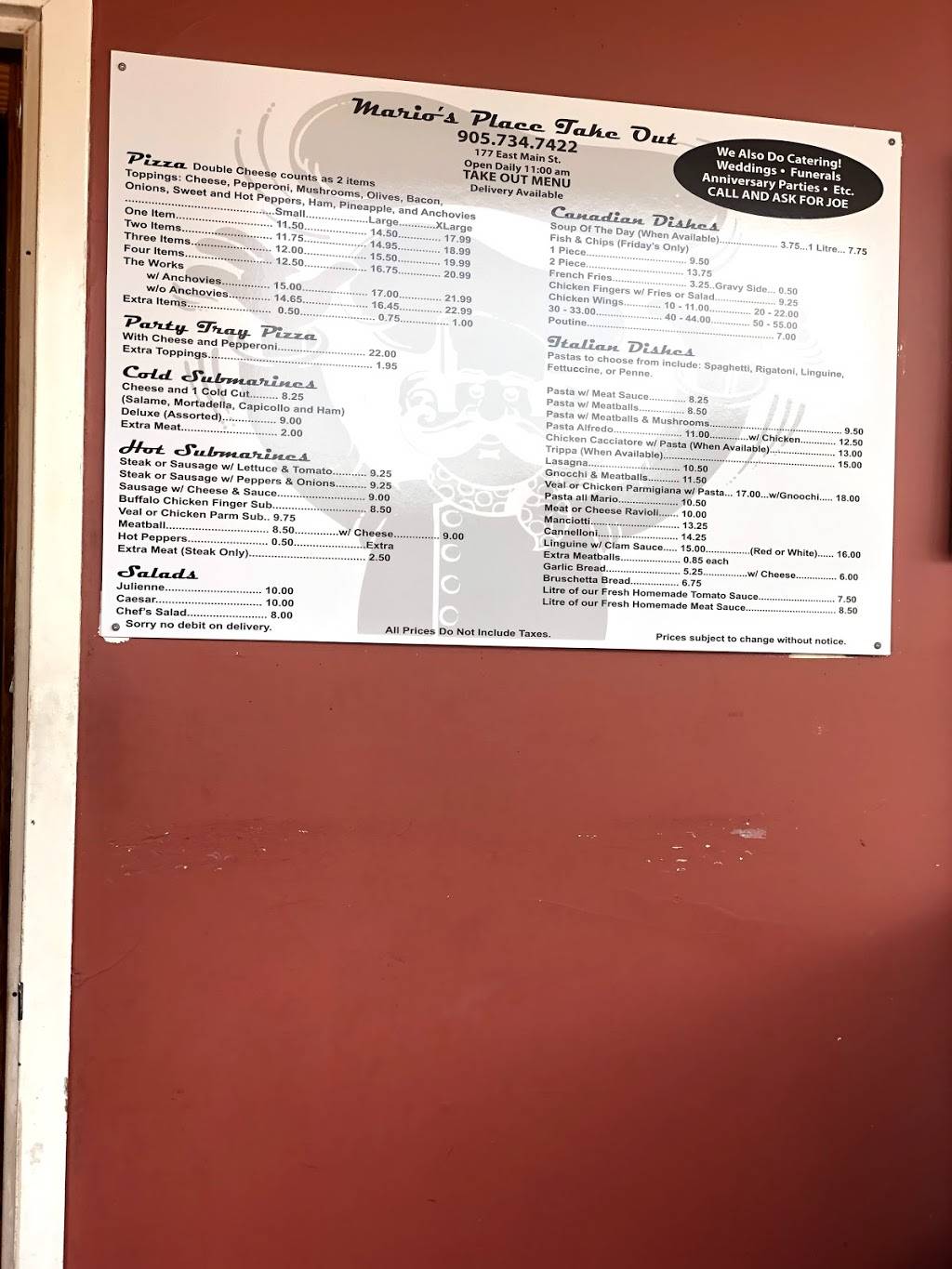 Marios Place | restaurant | 177 E Main St, Welland, ON L3B 3W7, Canada | 9057347422 OR +1 905-734-7422