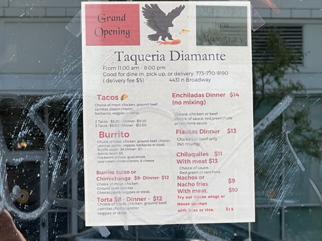 Taqueria Diamante | restaurant | 4431 N Broadway, Chicago, IL 60640, USA | 7737709190 OR +1 773-770-9190