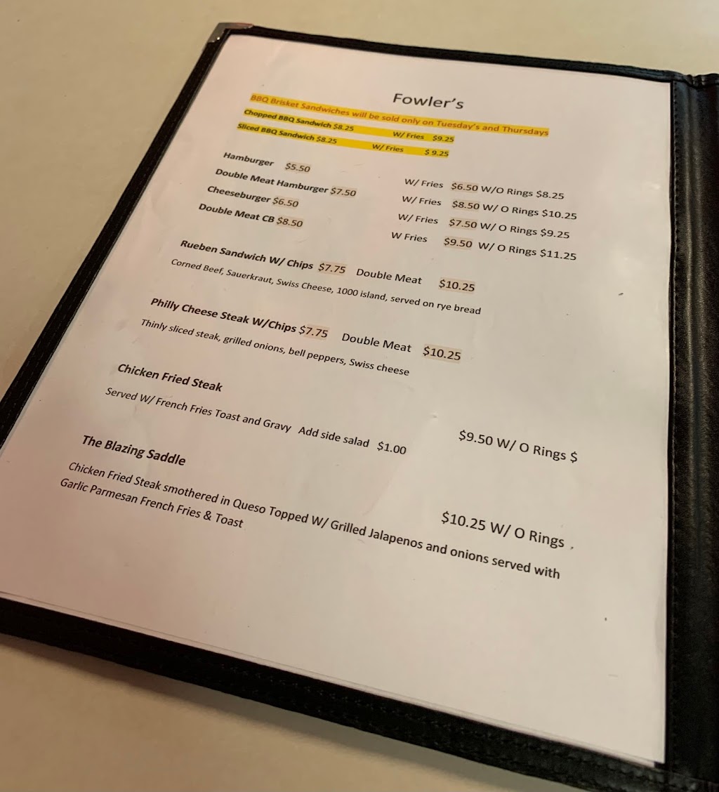 Fowlers Restaurant and Catering | restaurant | 121 S Minter Ave, Throckmorton, TX 76483, USA | 9408623123 OR +1 940-862-3123