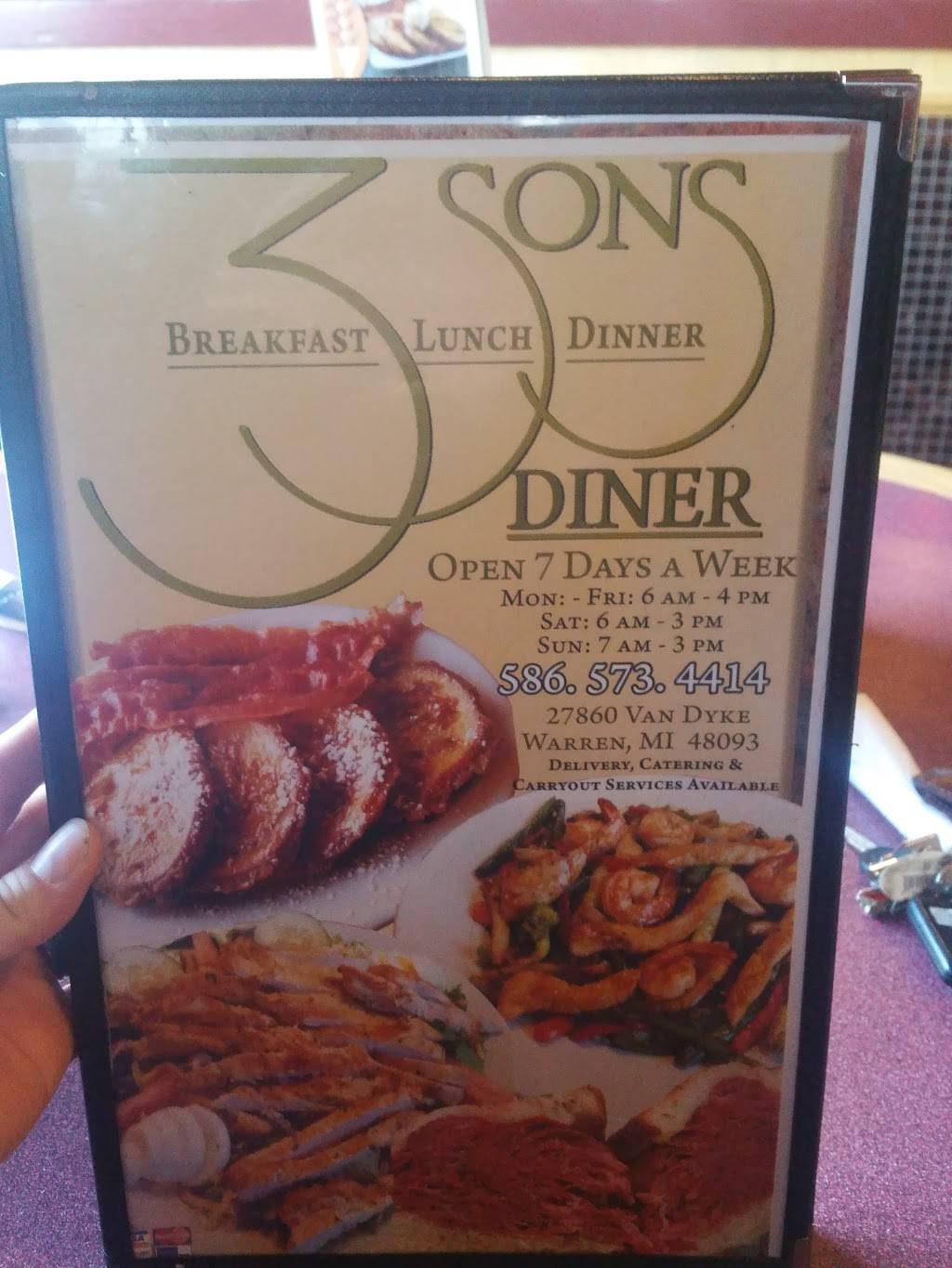 3 Sons Diner | restaurant | 27860 Van Dyke Ave, Warren, MI 48093, USA | 5865734414 OR +1 586-573-4414