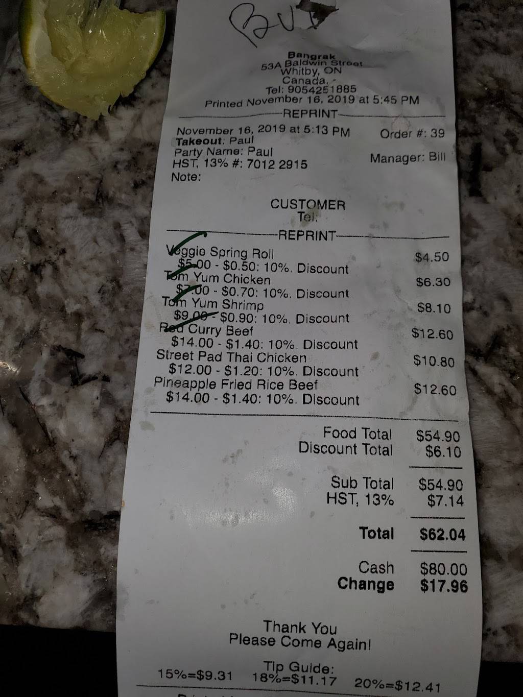 Bangrak Thai Street Food | restaurant | 53A Baldwin St, Brooklin, ON L1M 1A2, Canada | 9054251885 OR +1 905-425-1885