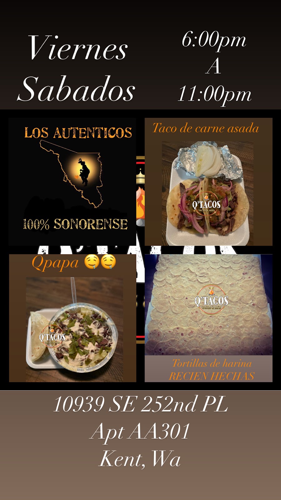 Qtacos | restaurant | 10939 SE 252nd Pl AA301, Kent, WA 98030, USA | 2066185007 OR +1 206-618-5007