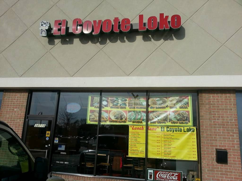 El Coyote Loko | restaurant | 34718 Plymouth Rd, Livonia, MI 48150, USA | 7345221804 OR +1 734-522-1804