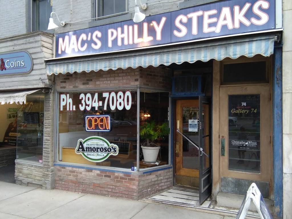 Macs Philly Steaks | restaurant | 76 S Main St, Canandaigua, NY 14424, USA | 5853947080 OR +1 585-394-7080