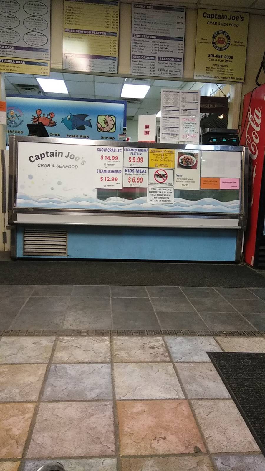 Captain Joe Crab & Seafood | restaurant | 1308 Smallwood Dr, Waldorf, MD 20603, USA | 3018850336 OR +1 301-885-0336