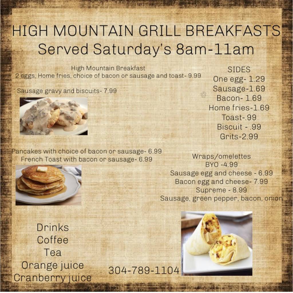 High Mountain Grill | restaurant | 402 E State Ave, Terra Alta, WV 26764, USA | 3047891104 OR +1 304-789-1104