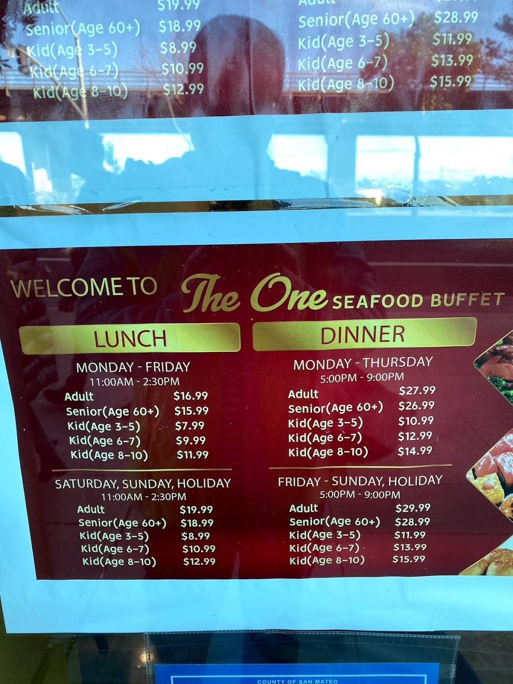 The One Seafood Buffet | restaurant | 1901A Junipero Serra Blvd, Daly City, CA 94014, USA | 4153477095 OR +1 415-347-7095