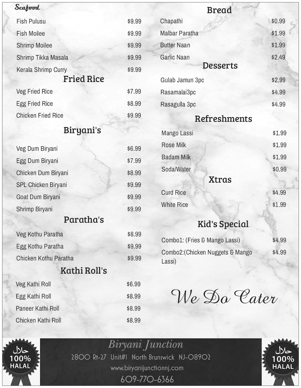 Biryani Junction | restaurant | 2800 NJ-27 Unit # 1, North Brunswick Township, NJ 08902, USA | 6097706366 OR +1 609-770-6366