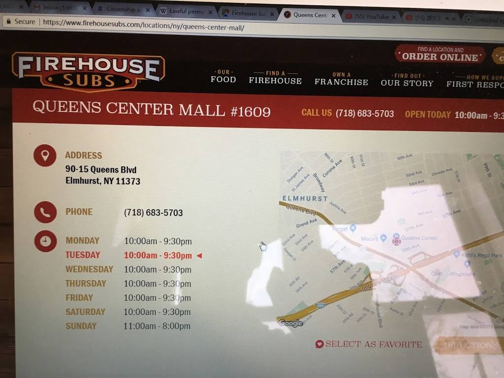 Firehouse Subs Queens Center Mall | restaurant | 90-15 Queens Blvd, Elmhurst, NY 11373, USA | 7186835703 OR +1 718-683-5703