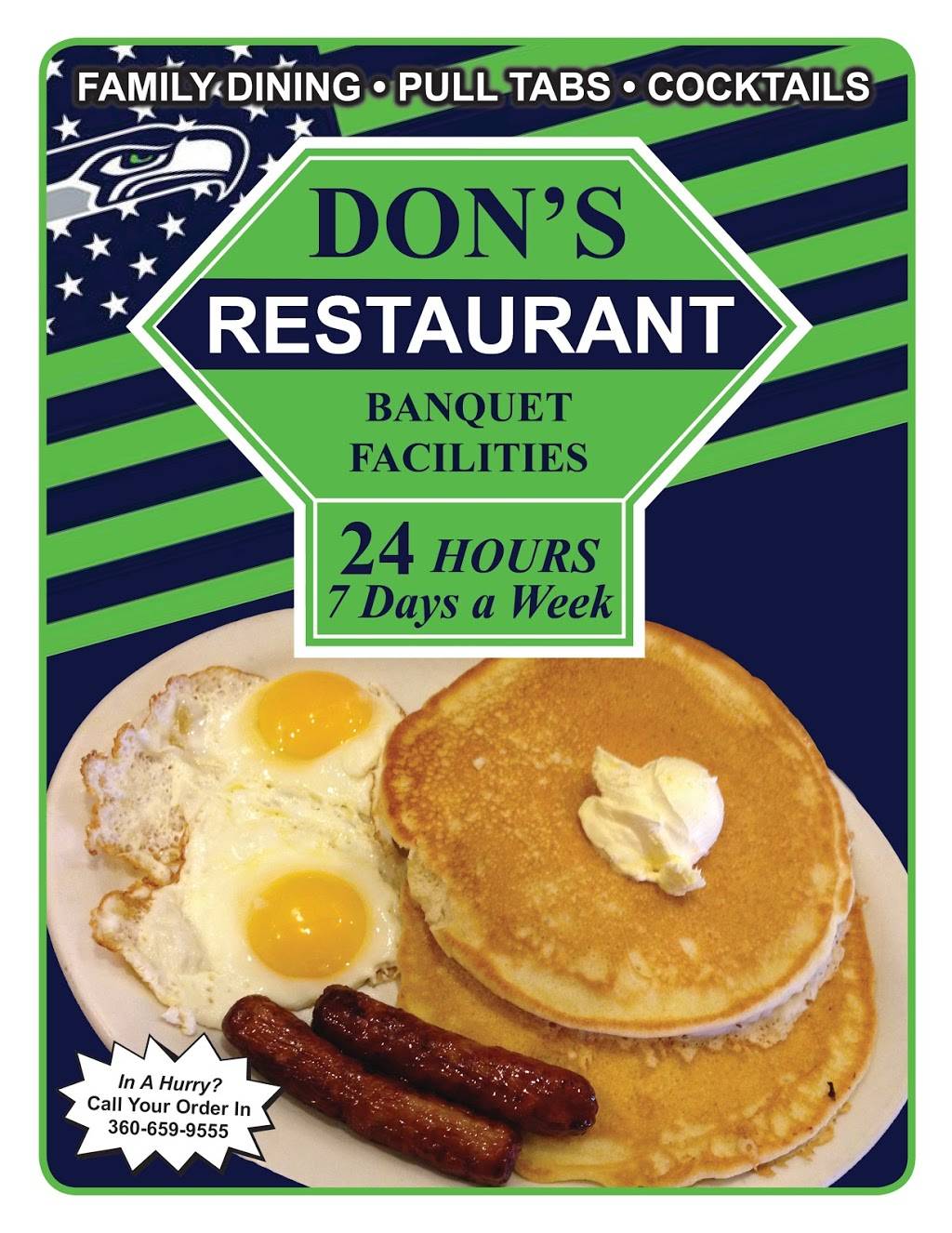 Dons Restaurant | restaurant | 1216 4th St, Marysville, WA 98270, USA | 3606599555 OR +1 360-659-9555