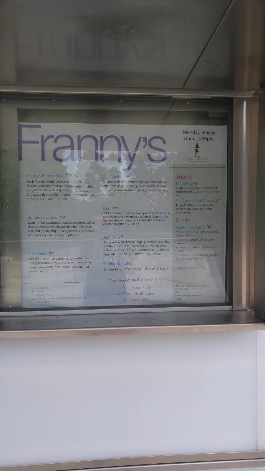 Frannys | restaurant | 921 University Ave, Ithaca, NY 14853, USA | 6072550293 OR +1 607-255-0293