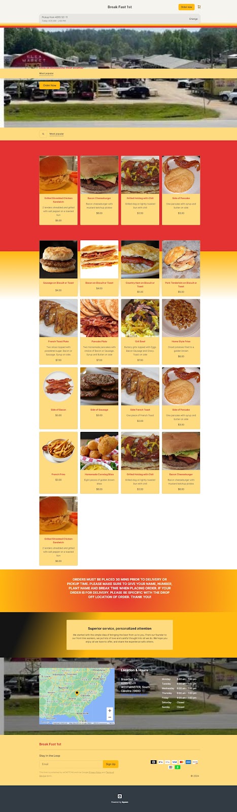 Breakfast 1st | restaurant | 4265 SC-11, Westminster, SC 29693, USA | 8643241398 OR +1 864-324-1398