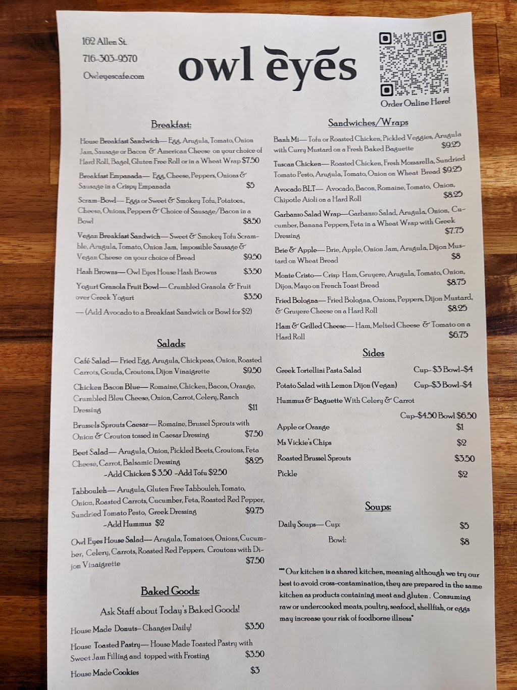 Owl Eyes Cafe | restaurant | 162 Allen St, Buffalo, NY 14201, USA | 7163039570 OR +1 716-303-9570