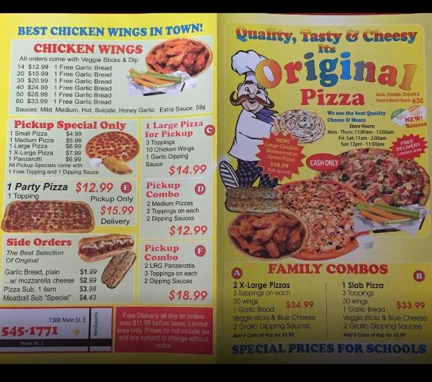 Original Pizza | restaurant | 1388 Main St E, Hamilton, ON L8K 1C1, Canada | 9055451771 OR +1 905-545-1771