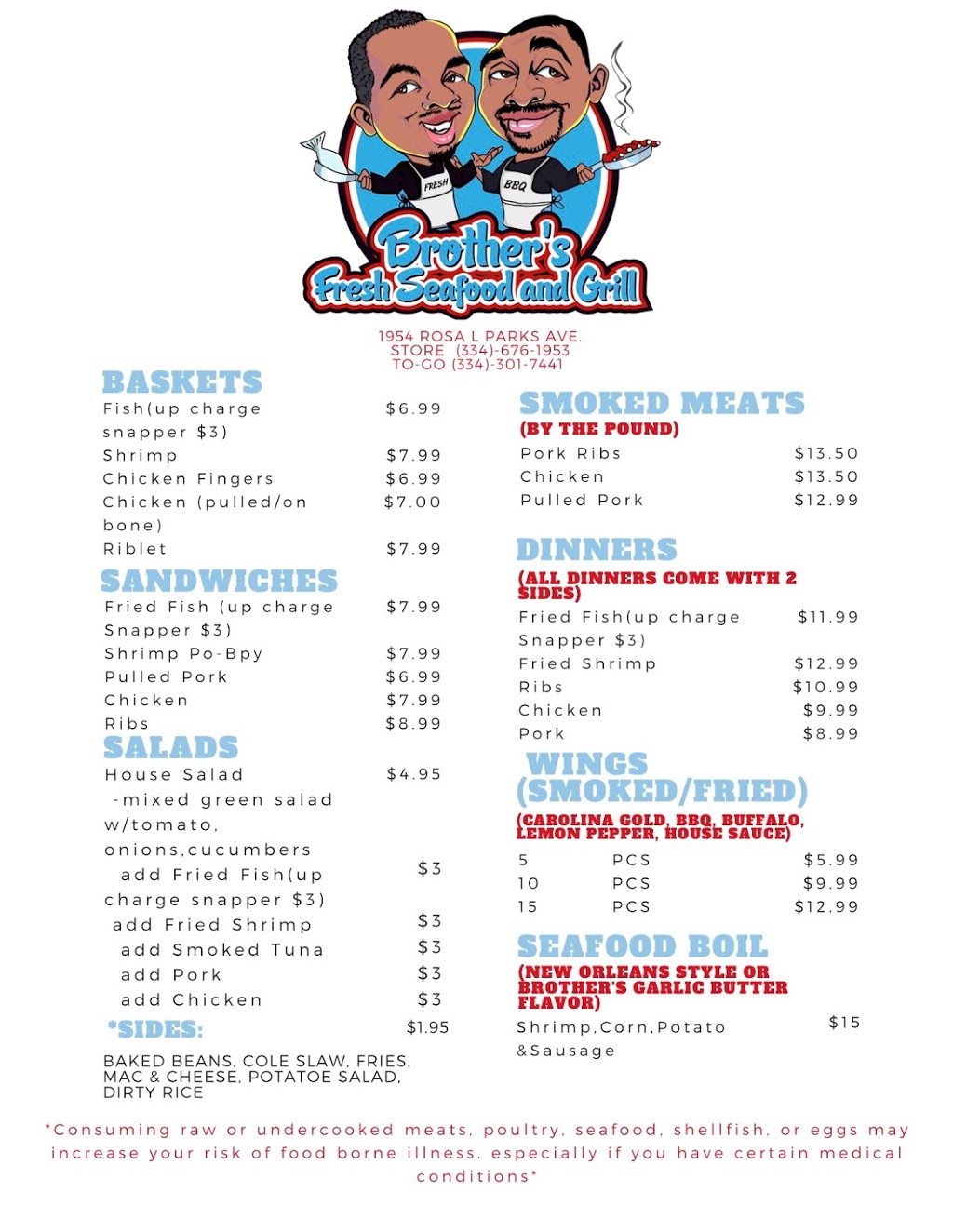 Brothers Fresh Seafood and Grill | restaurant | 1954 Rosa L Parks Ave, Montgomery, AL 36108, USA | 3346761953 OR +1 334-676-1953