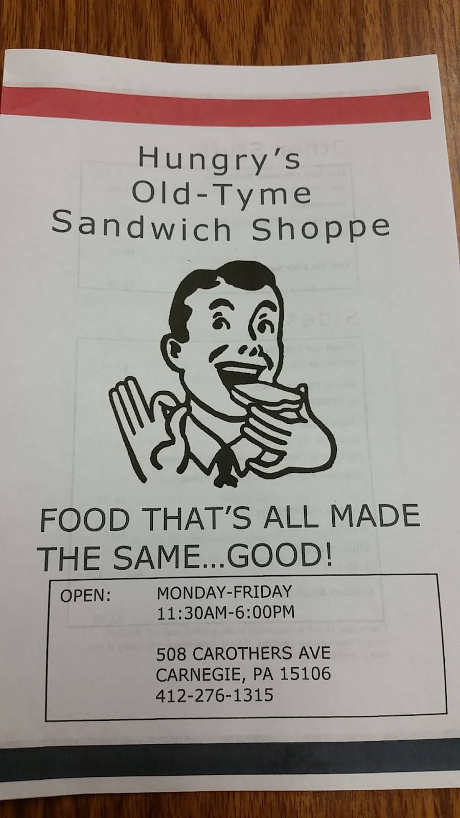 Hungrys | restaurant | 508 Carothers Ave, Carnegie, PA 15106, USA | 4122761315 OR +1 412-276-1315