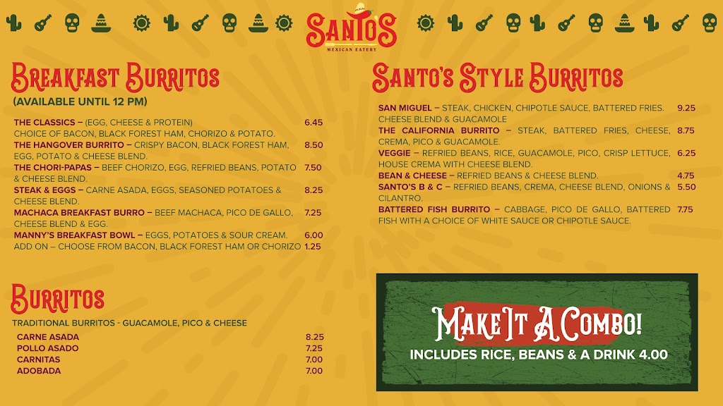 Santos Mexican Eatery | restaurant | 2322 Proctor Valley Rd Suite 102, Chula Vista, CA 91914, USA | 6194824411 OR +1 619-482-4411