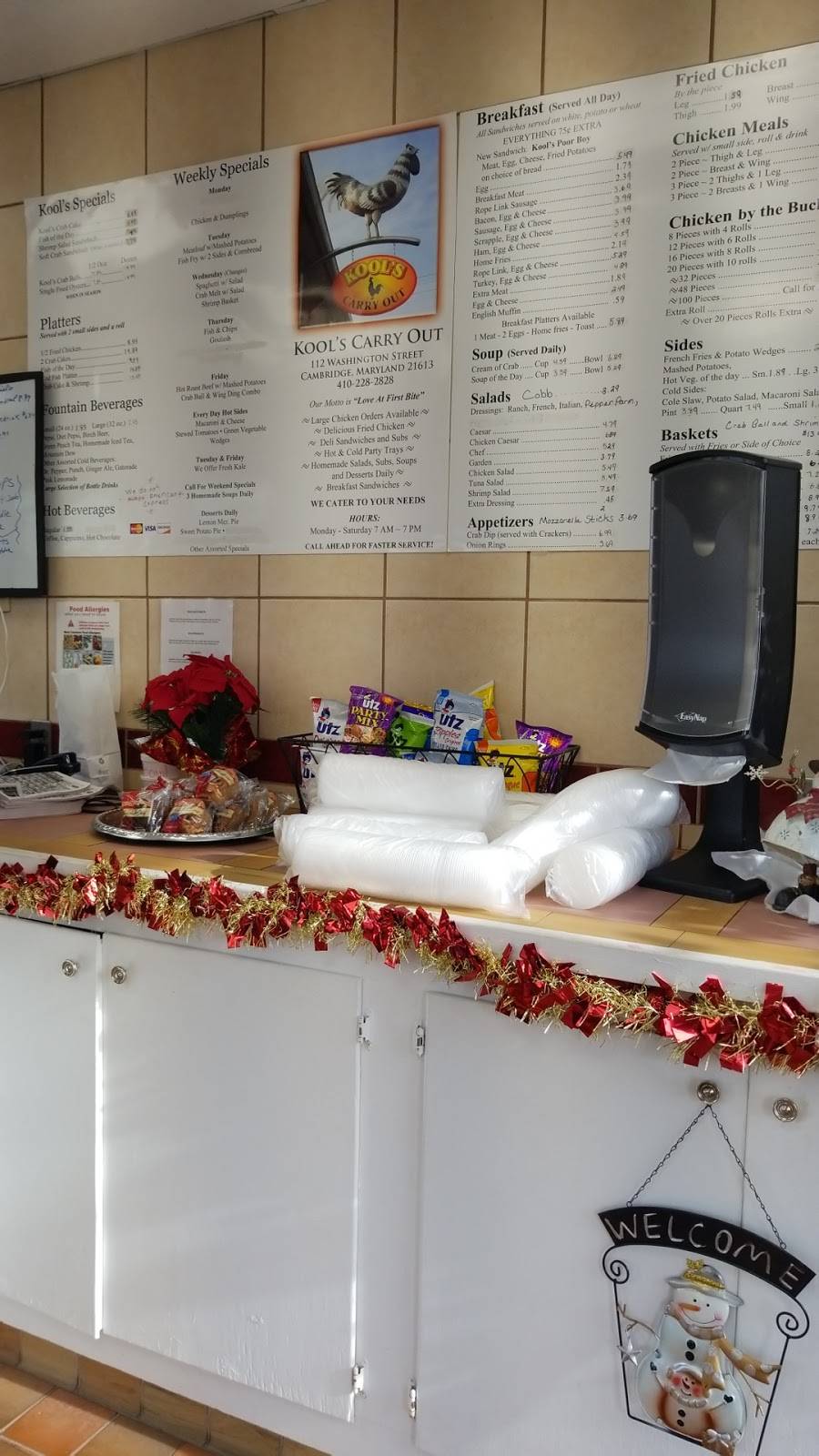 Kools Carry-Out | meal takeaway | 112 Washington St, Cambridge, MD 21613, USA | 4102282828 OR +1 410-228-2828