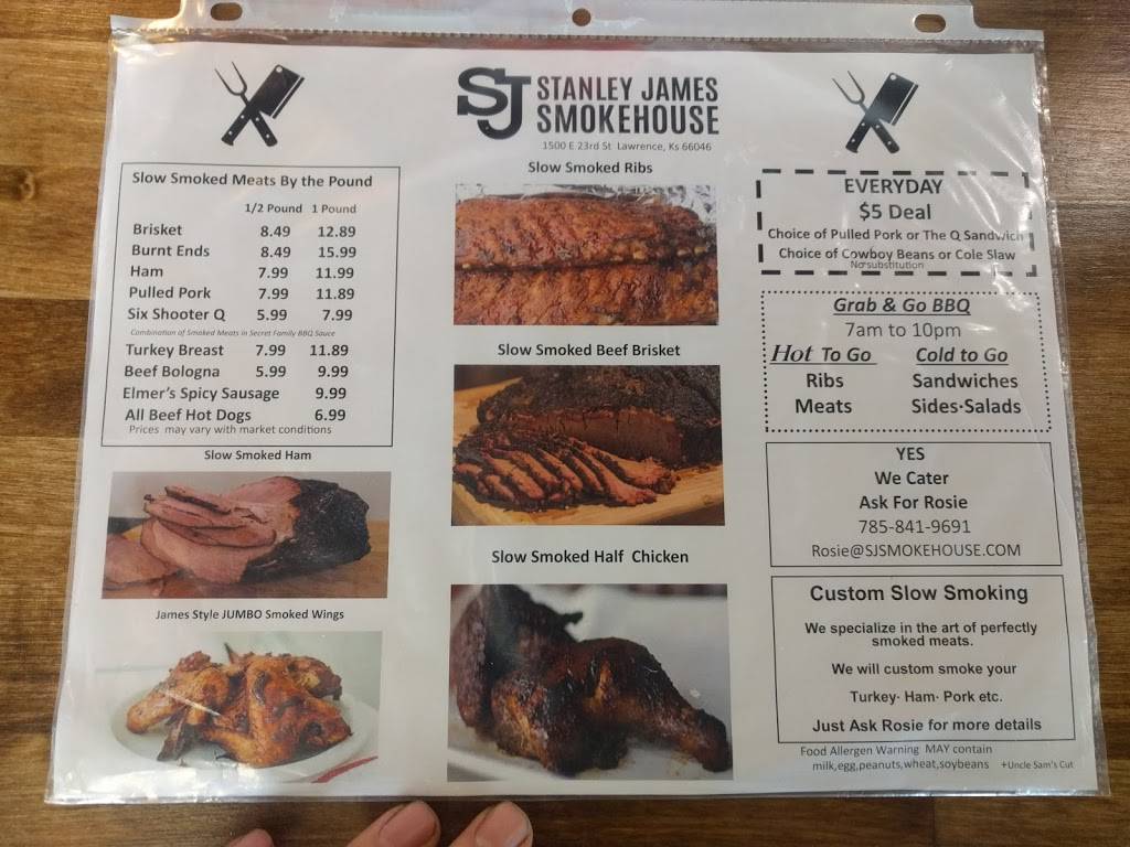 Stanley James Smokehouse | restaurant | 1500 E 23rd St, Lawrence, KS 66046, USA | 7858419691 OR +1 785-841-9691