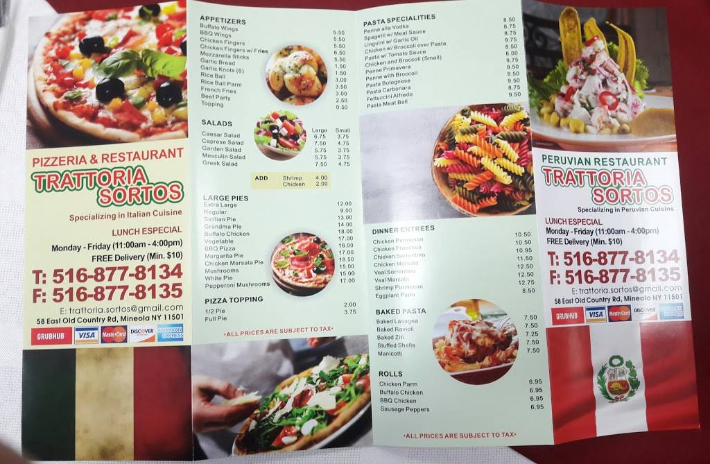 Trattoria Sortos | restaurant | 58 Old Country Rd, Mineola, NY 11501, USA | 5168778134 OR +1 516-877-8134