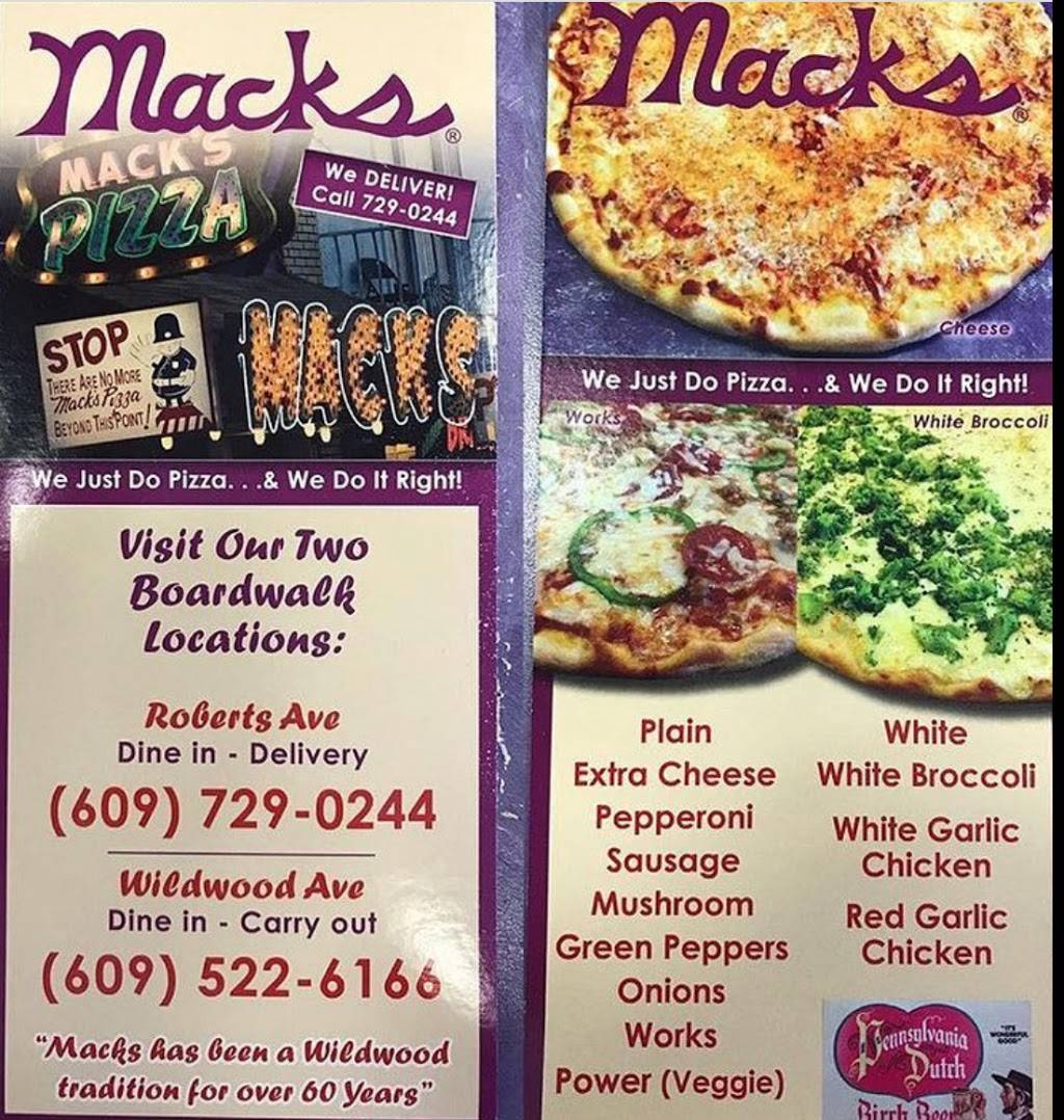 Macks Pizza | restaurant | 3218 Boardwalk, Wildwood, NJ 08260, USA | 6095226166 OR +1 609-522-6166