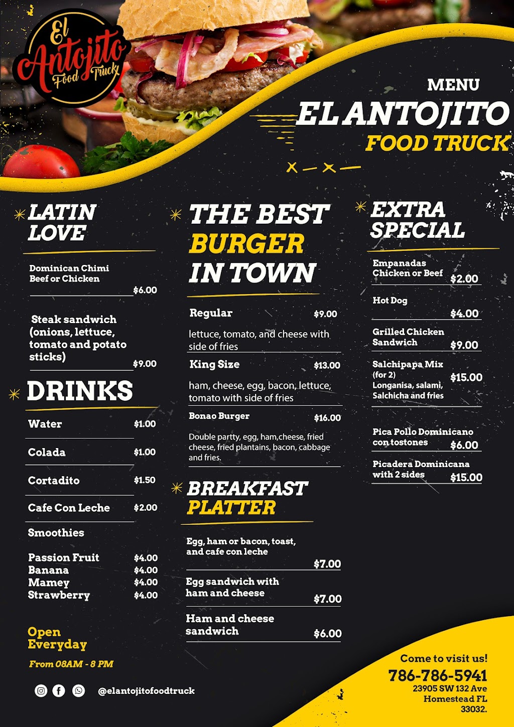 El Antojito Food Truck | restaurant | 23905 SW 132nd Ave, Homestead, FL 33032, USA | 7867865941 OR +1 786-786-5941