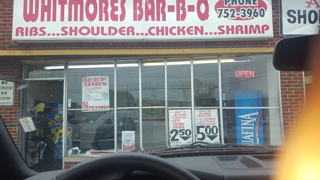 Whitmores Bar-B-Q | restaurant | 20209 Harvard Ave, Warrensville Heights, OH 44122, USA | 2167523960 OR +1 216-752-3960