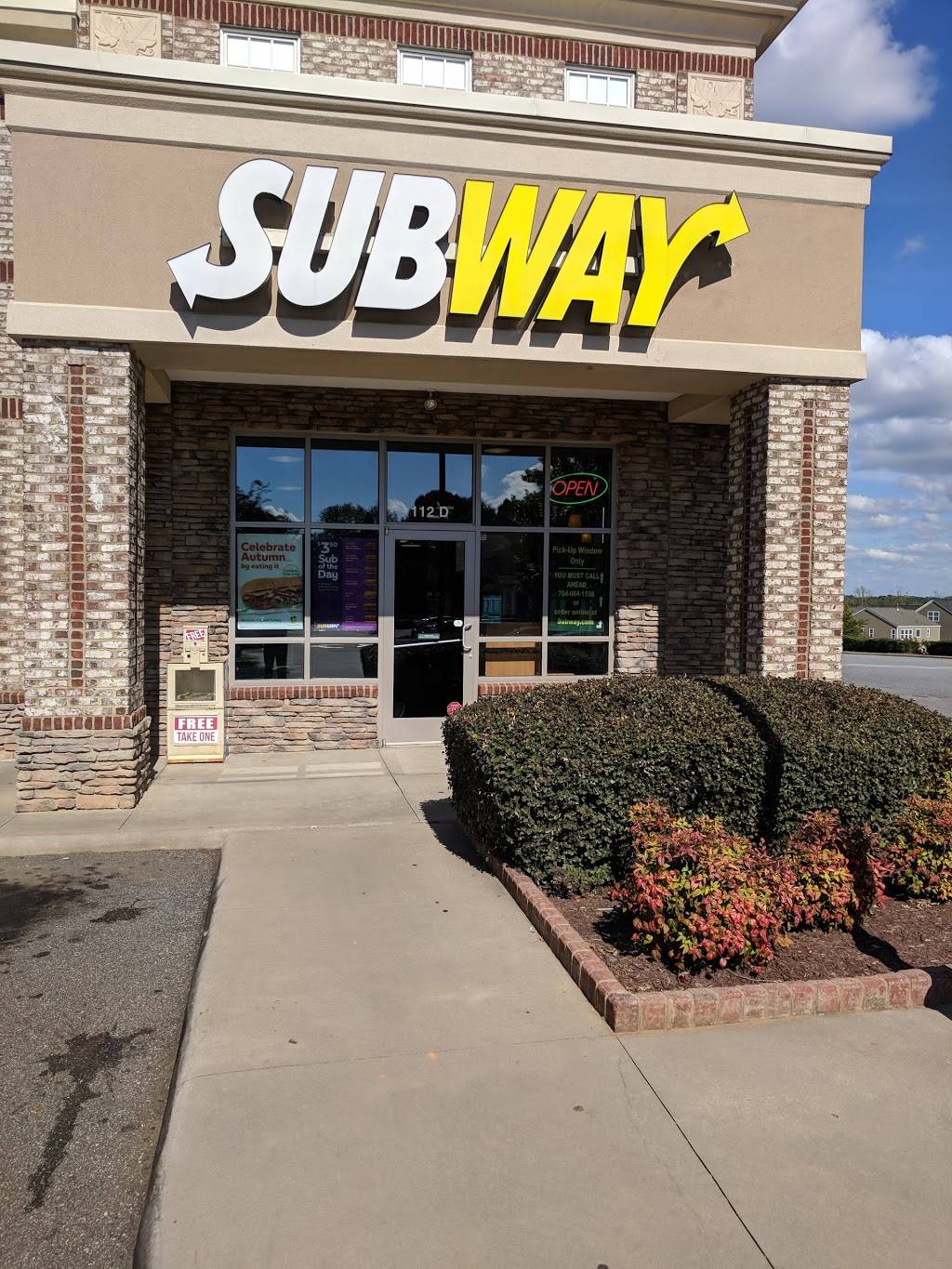 Subway | restaurant | 112 Argus Ln d, Mooresville, NC 28117, USA | 7046641598 OR +1 704-664-1598