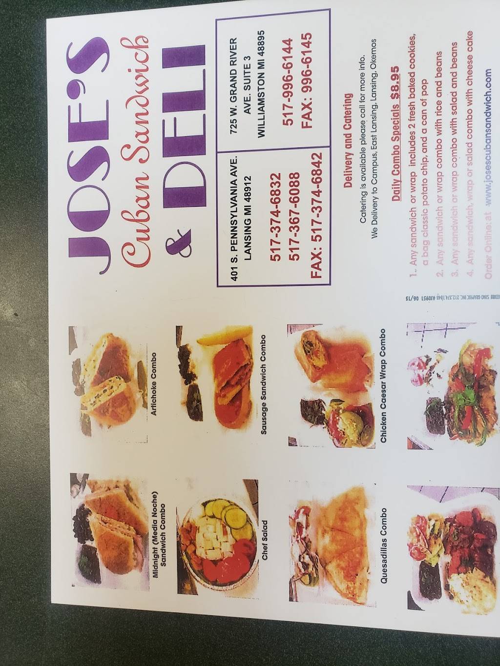 Joses Cuban Sandwich &Deli | restaurant | 725 W Grand River Ave Suite 3, Williamston, MI 48895, USA | 5179966144 OR +1 517-996-6144