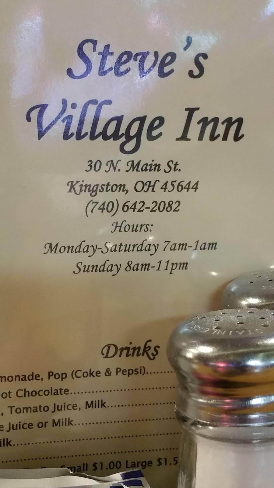 Steve’s Village Inn | restaurant | 30 N Main St, Kingston, OH 45644, USA | 7406422082 OR +1 740-642-2082